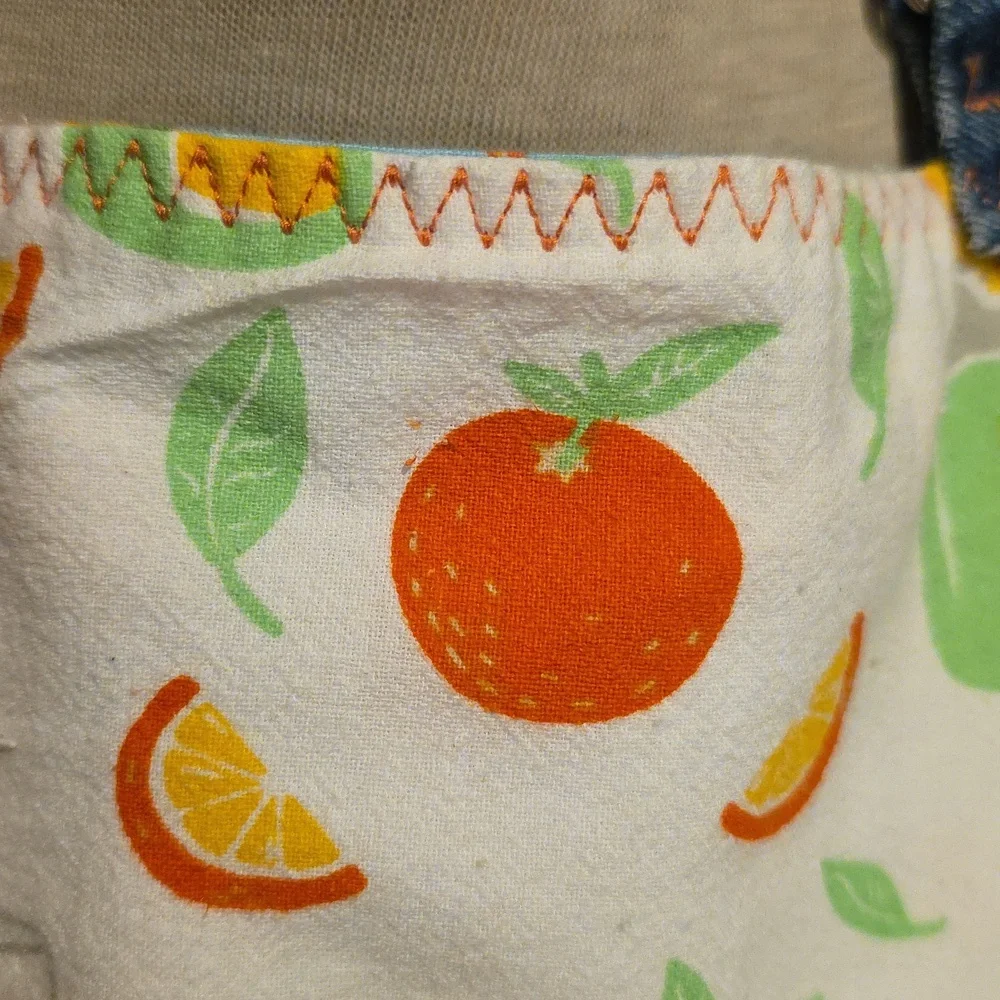 Upcycled Apron Juice Cleans Oranges & Champagne Mimosa  Blue Denim Jeans